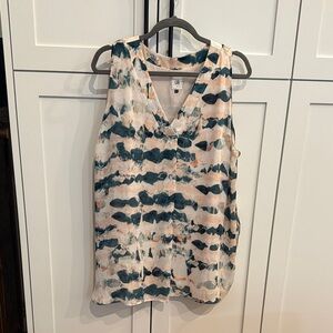 CAbi Abstract Blue and Orange Sleeveless Top